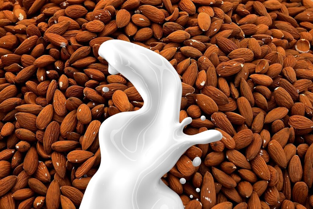 almond milk, milk, nut milk