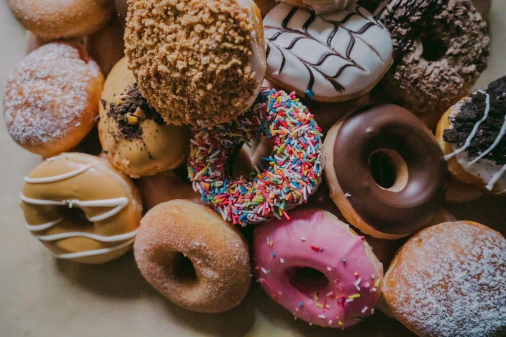 assorted flavor donuts Sugar